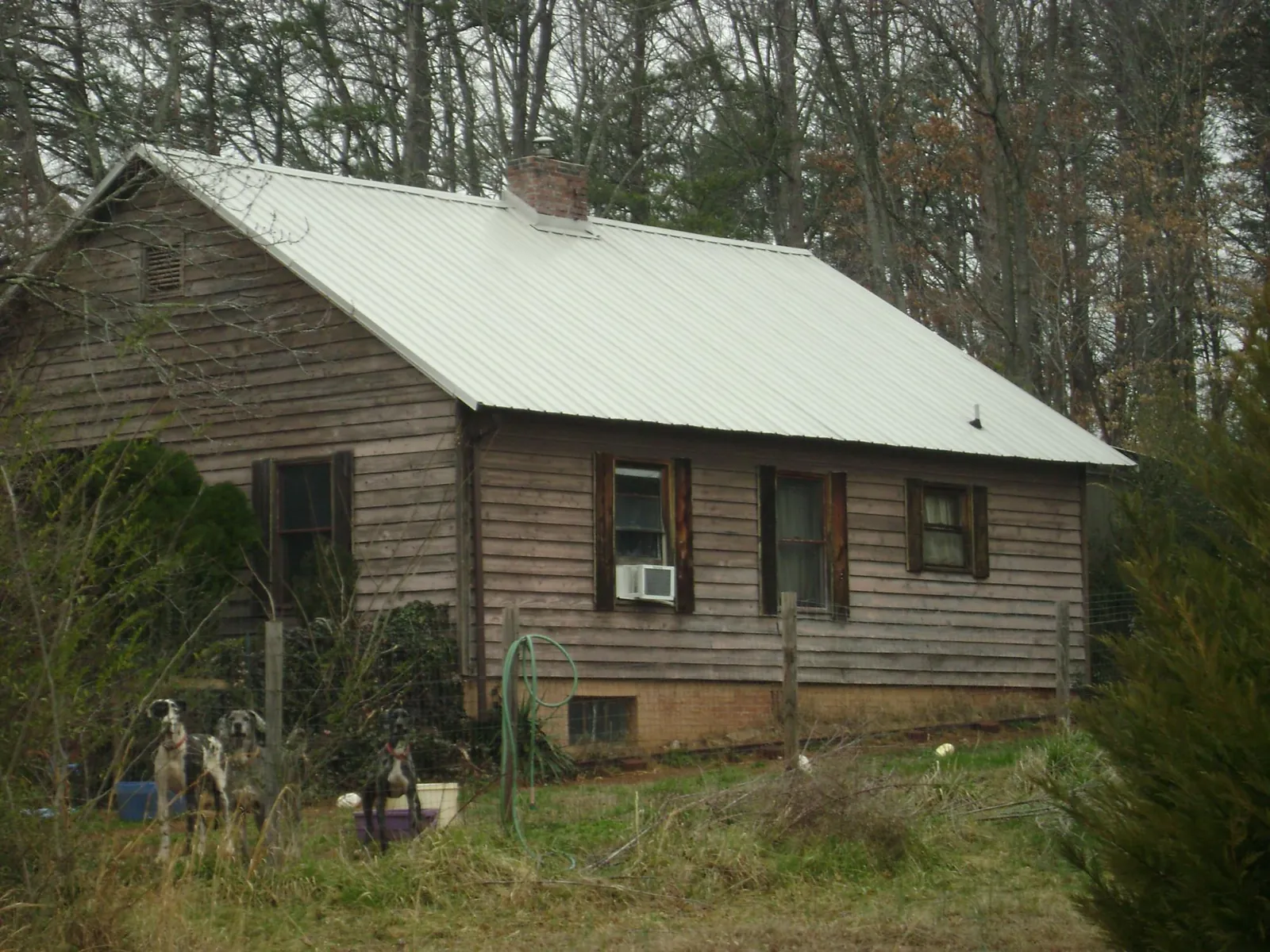 White metal roof on an old wood sided farmhouse, from a Metal Roof Installation job in East Rockaway